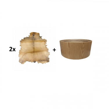 Pack Cadre Ash Wood pour tambour (chamane) double peau 24" + 2 peaux de chèvre parcheminées