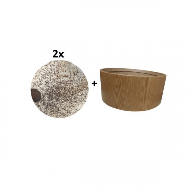 Pack Cadre Ash Wood pour tambour (chamane) double peau 24" + 2 peaux de vache avec poils