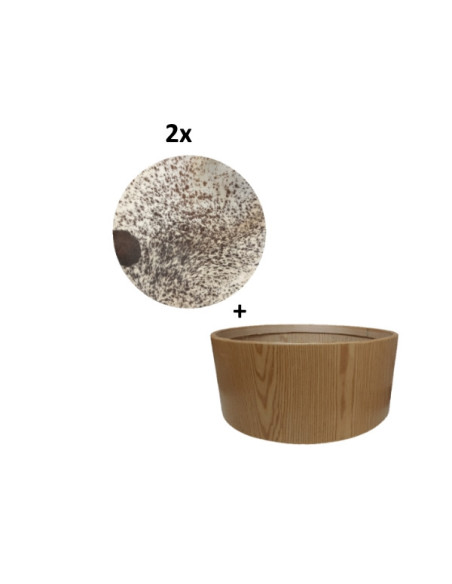 Pack Cadre Ash Wood pour tambour  (chamane) double peau 30" + 2 peaux de vache avec poils
