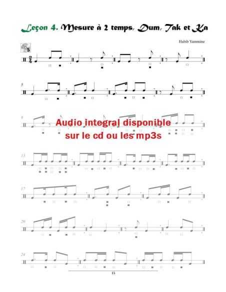 Méthode de Derbouka par Habib Yammine - Livre + CD + video en ligne