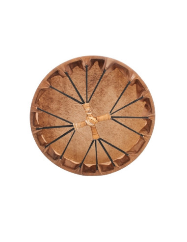 Tambour chamane amérindien peau de CERF/DAIM/CHEVAL  diamètre 16" (41cm)