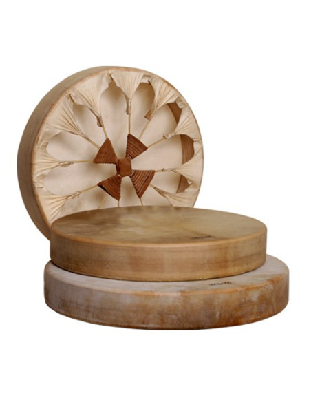 Tambour chamane - Native drum en peau de chèvre parcheminée - 16"