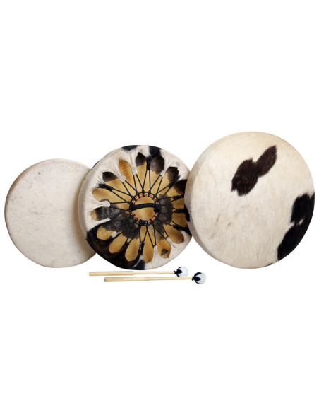 Tambour chamane - Peau de vache avec poils - 20"