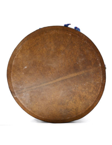 Tambour Gnawa Tbal Aissawa en Peau naturelle - Tension à corde - 22cm