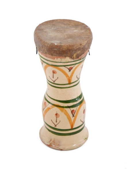Taârija marocain en terre décoré Malhene - Peau naturelle - 10cm