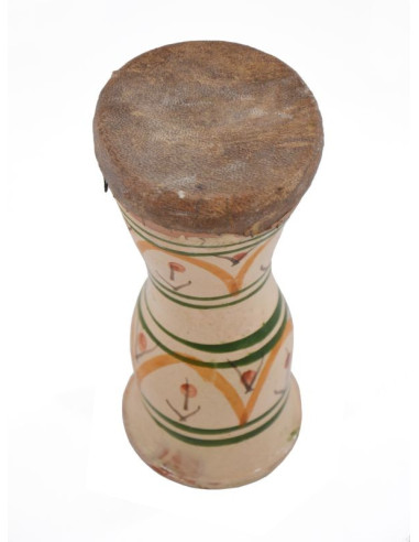 Taârija marocain en terre décoré Malhene - Peau naturelle - 10cm