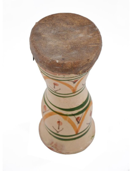 Taârija marocain en terre décoré Malhene - Peau naturelle - 10cm