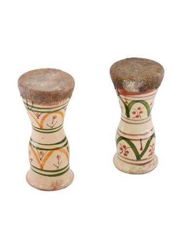 Taârija marocain en terre décoré Malhene - Peau naturelle - 10cm