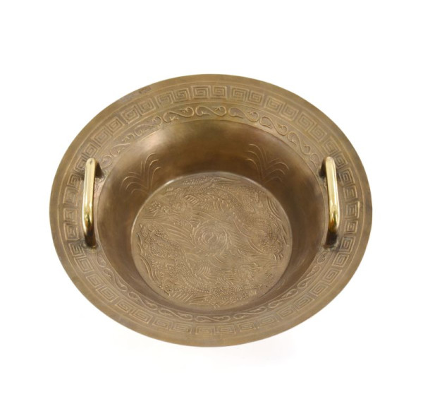 Taoist Water Spouting Bowl with 2 Handles - Ø 38 cm - Bronze Finish - STELLAR