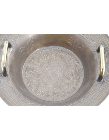 Bol taoïste cracheur d'eau avec 2 poignées - Ø 38 cm - aspect bronze - STELLAR