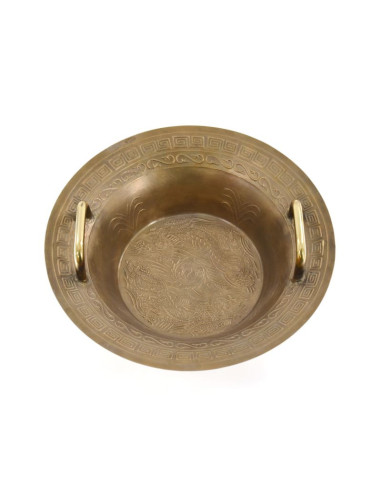 Bol taoïste cracheur d'eau avec 2 poignées - Ø 43 cm - aspect bronze - STELLAR