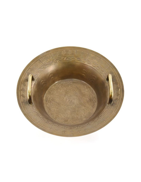 Bol taoïste cracheur d'eau avec 2 poignées - Ø 43 cm - aspect bronze - STELLAR