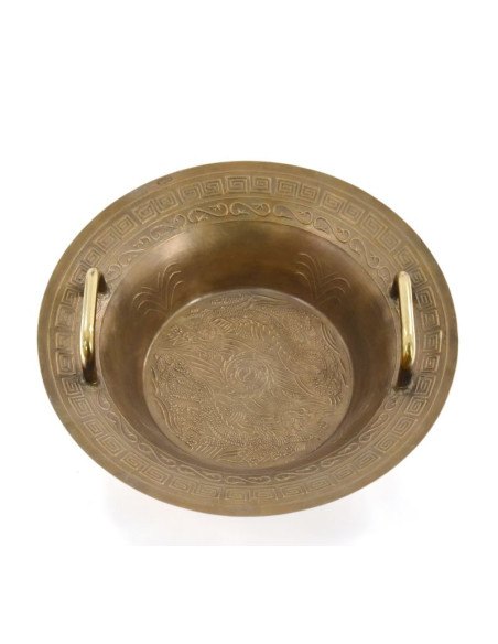 Bol taoïste cracheur d'eau avec 2 poignées - Ø 50 cm - aspec bronze - STELLAR
