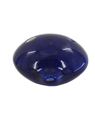 Ocarina céramique bleue - Grand modèle avec cordon blanc