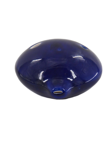 Ocarina céramique bleue - Grand modèle avec cordon blanc