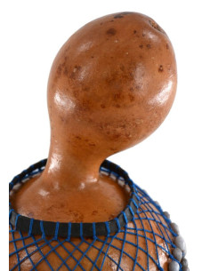 Chekere à poignée avec graines grises - Ø 13 à 15cm - Ghana 2