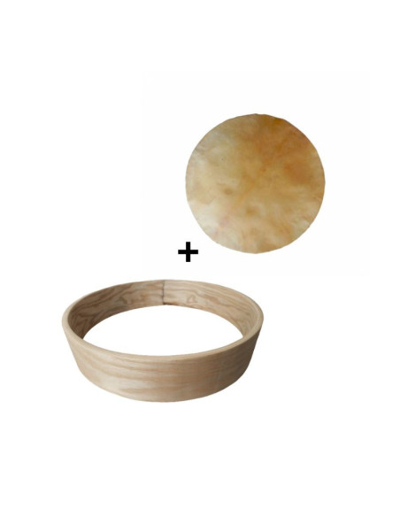 Pack Cadre Ash Wood pour tambour sur cadre (chamane) 18" + peau de chèvre parcheminée