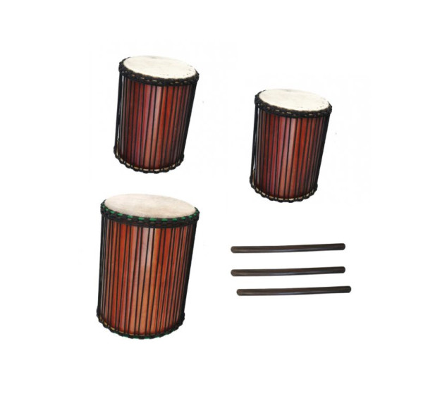 Set of Dununs (kenkeni, sangbang, dunun) + 3 Sticks