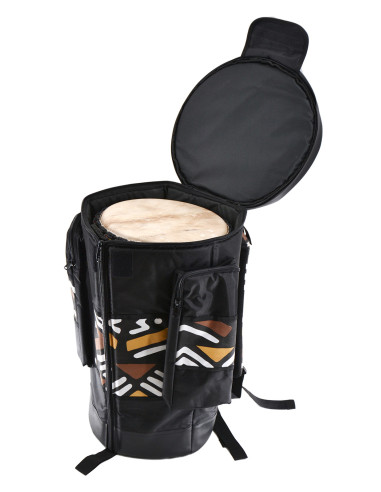 Housse de djembé - Ø 36 cm, H. 67 cm - Motif Bogolan - Modèle premium - Roots
