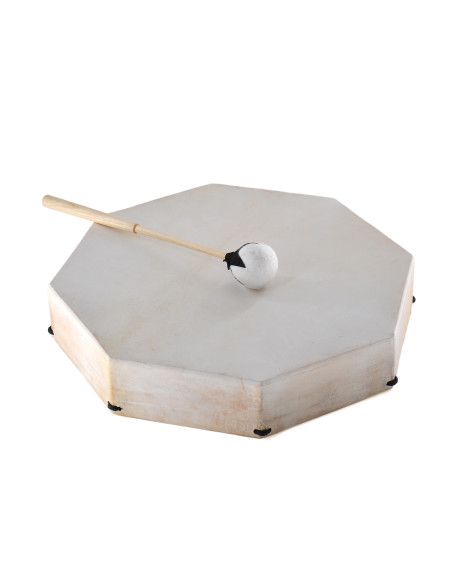 Tambour chamane octogonal +  batte - 16"