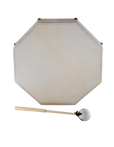 Tambour chamane octogonal +  batte - 16"