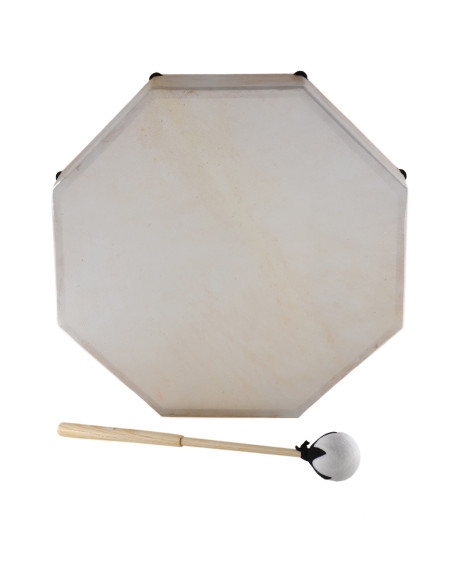 Tambour chamane octogonal +  batte - 16"