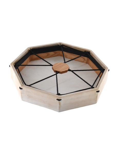 Tambour chamane octogonal +  batte - 16"