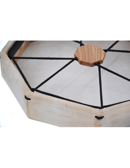 Tambour chamane octogonal +  batte - 16"