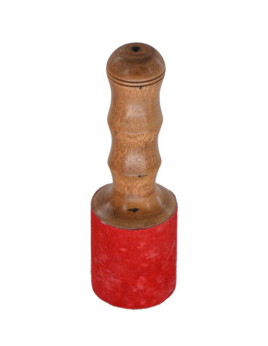 Batte de bol tibétain - modèle medium avec cuir - Ø tête : 6 cm - H. 19 cm