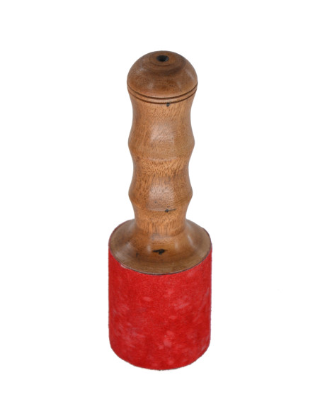 Batte de bol tibétain - modèle medium avec cuir - Ø tête : 6 cm - H. 19 cm