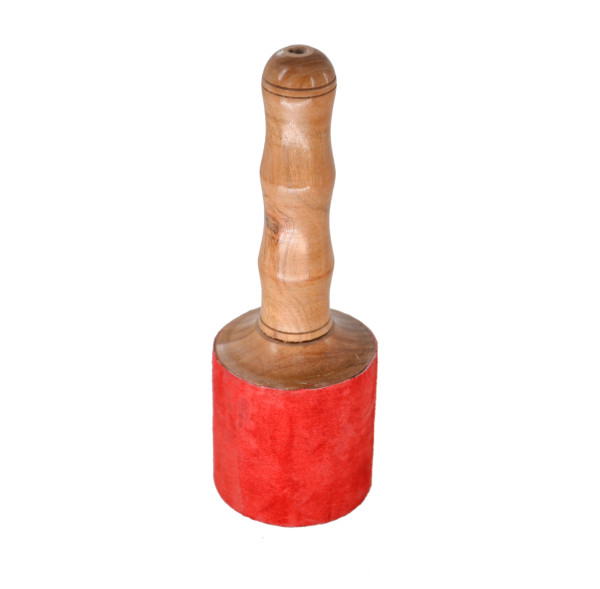 Batte de bol tibétain - modèle large avec cuir - Ø tête : 7 cm - H.22 cm