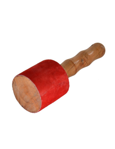 Batte de bol tibétain - modèle large avec cuir - Ø tête : 7 cm - H.22 cm