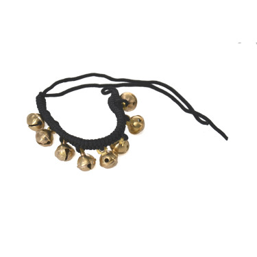 Bracelet de cheville sur corde noire petit grelot DF - l'unité