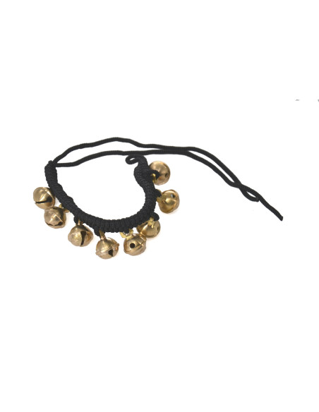 Bracelet de cheville sur corde noire petit grelot DF - l'unité