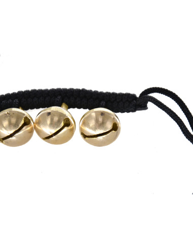 Bracelet de cheville sur corde noire gros grelot DF - l'unité