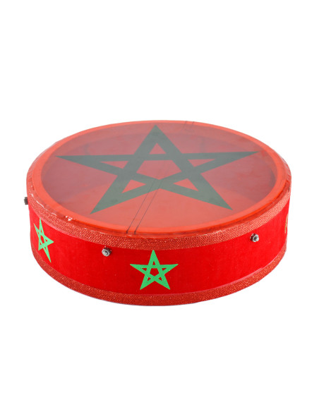 Bendir peau plastique 35 cm - avec drapeau du Maroc