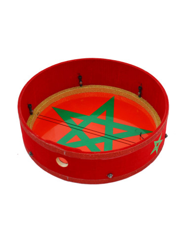 Bendir peau plastique 35 cm - avec drapeau du Maroc