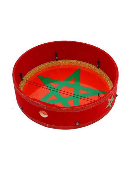 Bendir peau plastique 35 cm - avec drapeau du Maroc