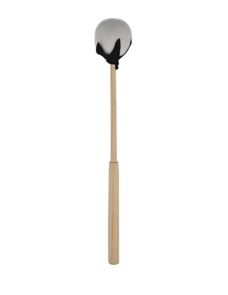 Batte de tambour chamane - 40 cm - Feutrine ronde noire et blanche