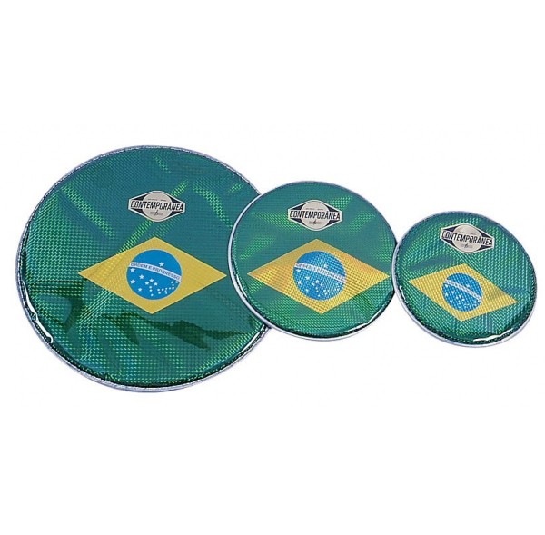 Drumhead - prismatic - 14 in - Brazilian flag - Contemporãnea