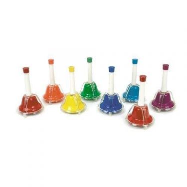Cloche à main en platique à secouer - Jeu de 8 cloches - Gamme diatonique