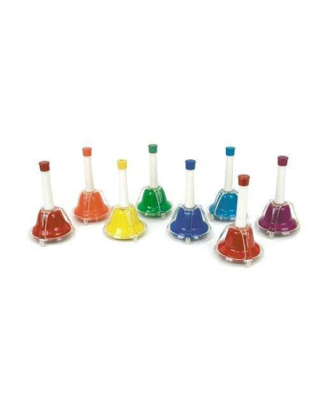 Cloche à main en platique à secouer - Jeu de 8 cloches - Gamme diatonique