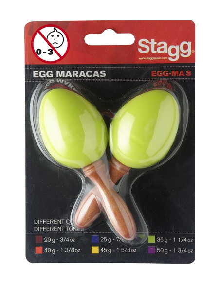 Maracas mini en plastique avec petit manche en bois