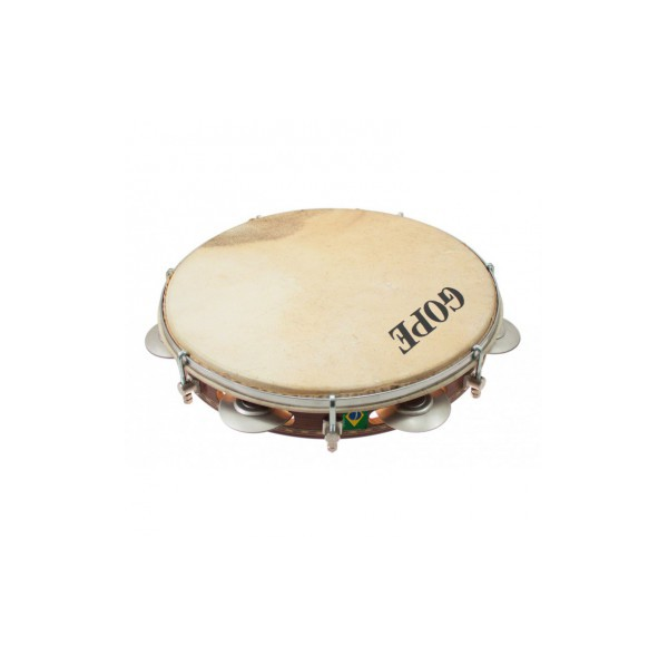 Pandeiro chorinho 10" cymbalettes titane peau animale Gope