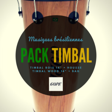 Timbal Bois 14" x 70 cm - 6 Tirants - Cercle Noir - Gope
