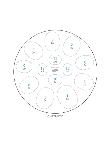 Spacedrum Evolution 13 notes chromatique - Notation en anglais