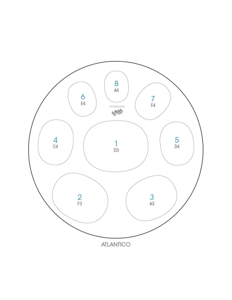 Spacedrum Evolution 8 notes - 60 cm - Atlantic'O - Schéma notation en anglais