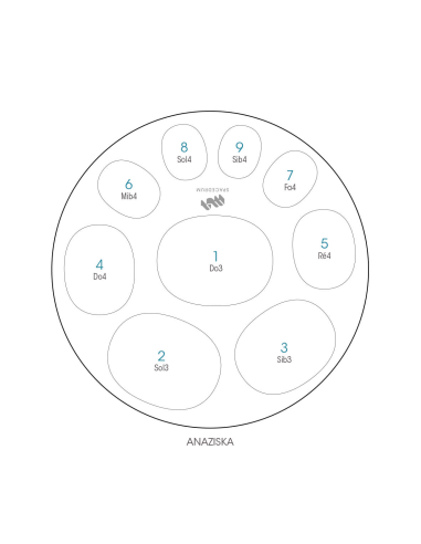Spacedrum Evolution 9 notes - 60 cm - Anaziska - Schéma notation en frnçais