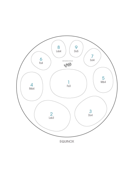 Spacedrum Evolution 9 notes - 60 cm - Equinox - Schéma notation en français