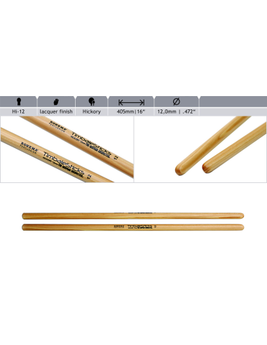 Baguettes Timbales 12mm Hickory - la paire - Rohema